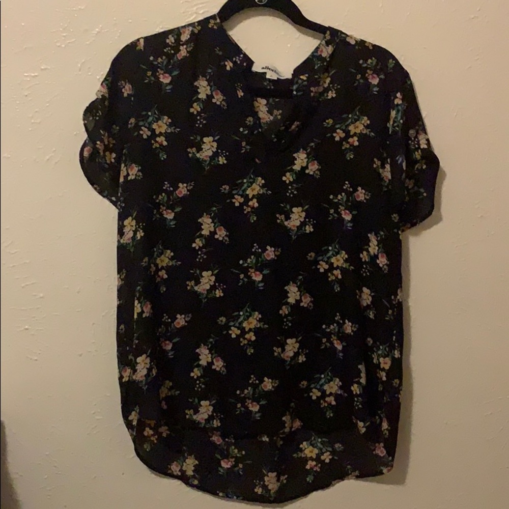 Chiffon dark floral t shirt